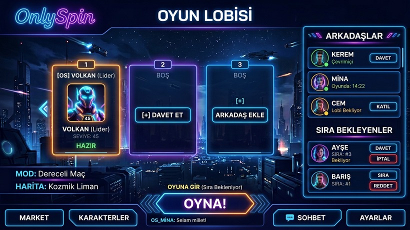 OnlySpin Platform Ekran Görüntüsü